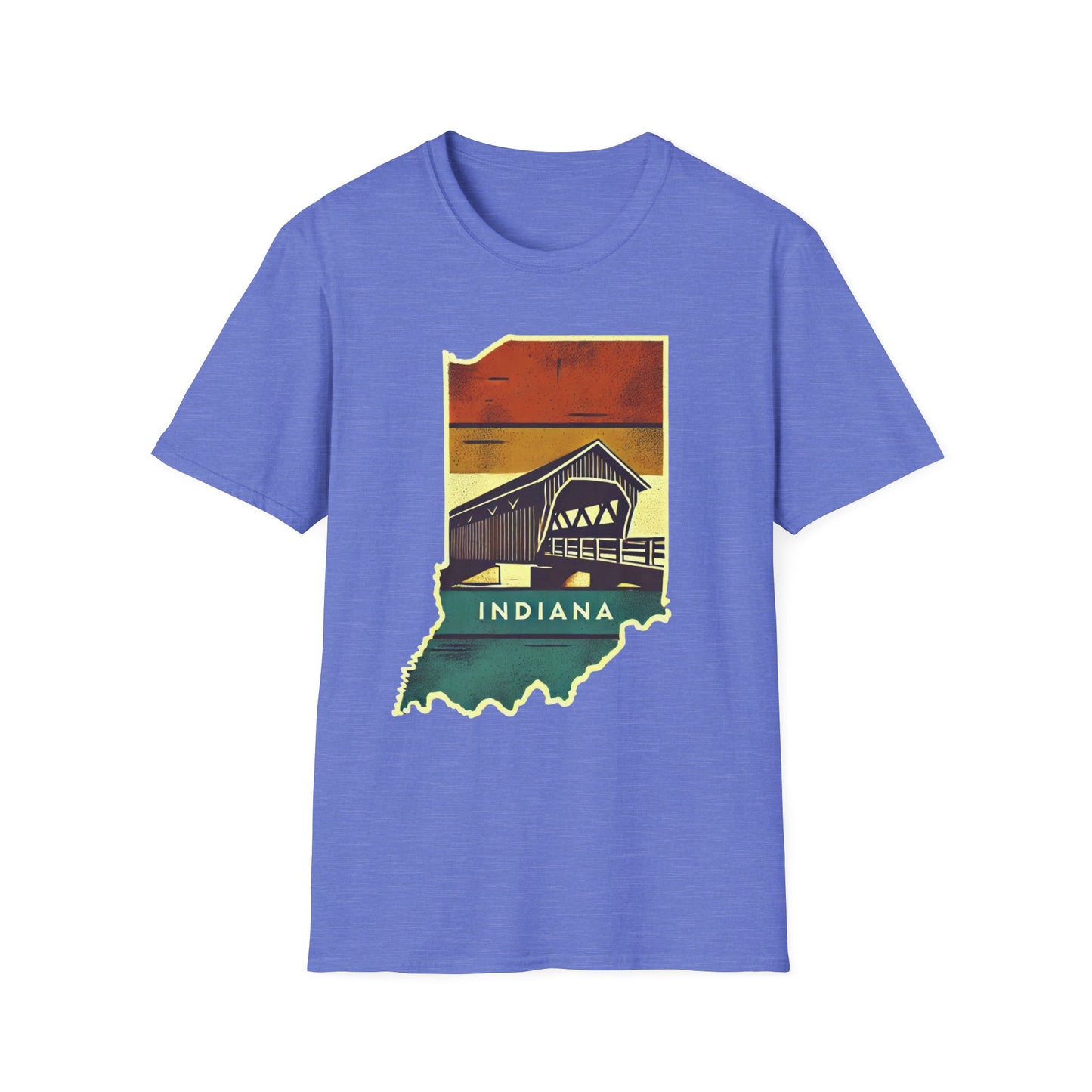 Indiana Covered Bridge Unisex Softstyle T-Shirt - Vintage State Graphic Tee